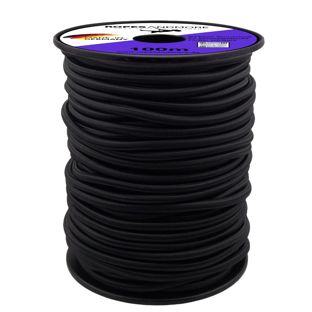 PP Expanderseil Gummiseil 12mm Gummileine Planenseil Spanngummi von Ropes and More® (Schwarz, 20m (Lfm.) - ohne Spule)