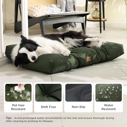 BEDSURE Hundekissen Grosse Hunde waschbar - 91x68cm hundematratze L für große, mittelgroße Hunde Outdoor gepolstert Hundematte grün in 10cm Höhe