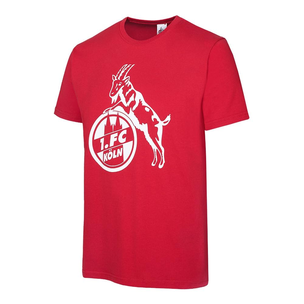 1. FC Köln T-Shirt Basic Rot - Rot, Unisex, Logoprint, Rundhals, 100% Baumwolle