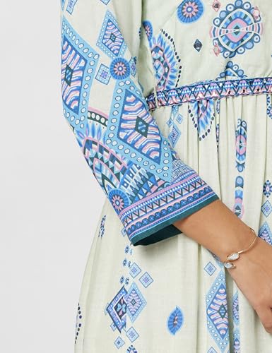 Image of BIBA Women Viscose Rayon Tiered Printed Dress