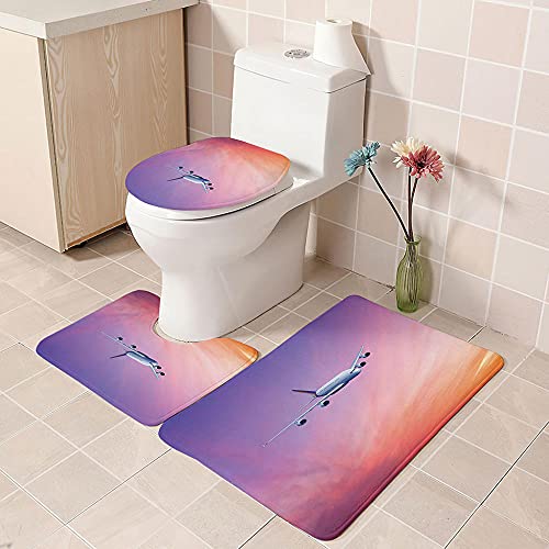 ZDDWLDL 4-Teilig Duschvorhang Set Mit Rutschfesten Teppichen Toilettendeckel Und Badematte Wasserdicht Farbfest Schimmel… – Bild 4