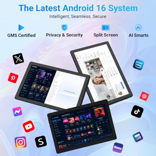 Image of URAO Tablet,11 inch Android 16 Tablet Octa-core 36GB+128GB Gemini AI | 7800mAh Battery 1280 * 800 IPS FHD 5MP+8MP Camera Wi-Fi 6,BT 5.4 GMS Support 1TB Expansion with Keyboard Stylus Headphone