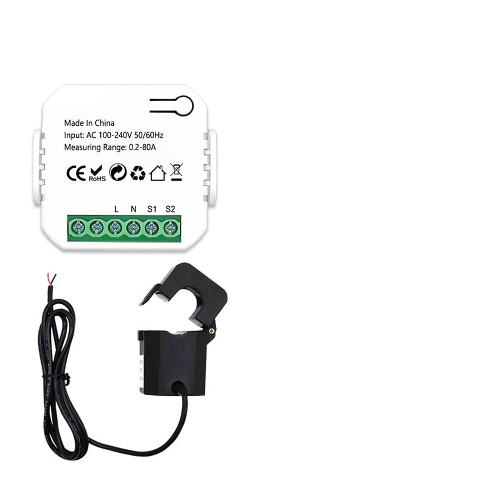 Compteur d'énergie 80A avec pince transformateur de courant pour suivi KWh de maison