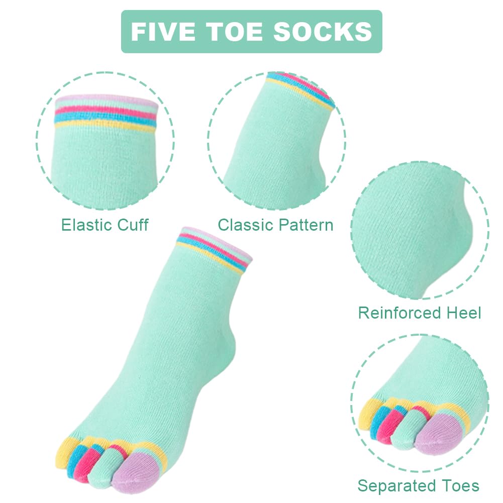flintronic 4/5 Paia Calzini da Donna con Dita, Sportivi in ​​Cotone Traspirante, Morbide e Calde