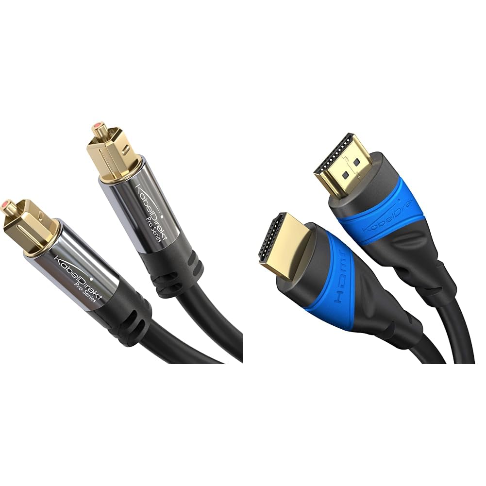 KabelDirekt 15m câble audio numérique optique/câble TOSLINK (TOSLINK vers TOSLINK, câble fibre optique pour home cinéma, PS4, XBOX) PRO Series