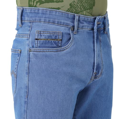 Image of Wert Men's Dark Blue (denimix) & Ice Colour Jeans, Regular Fit, Contrast Stitching,