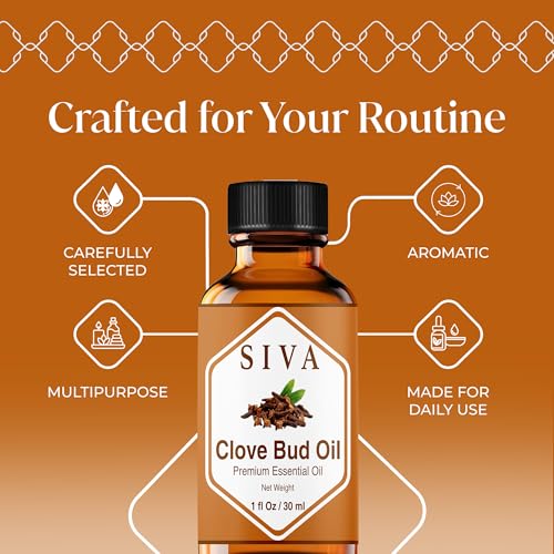 Image of Siva Clove Bud Essential Oil 1 Fl Oz - for Diffuser, Skin & Hair Care - Ideal for Massage & DIY Blends- with Dropper