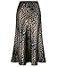 Modegal Women's Satin High Waist Hidden Elasticized Waistband Flared Casual A Line Midi Skirt (Leopard Brown 01, Medium)