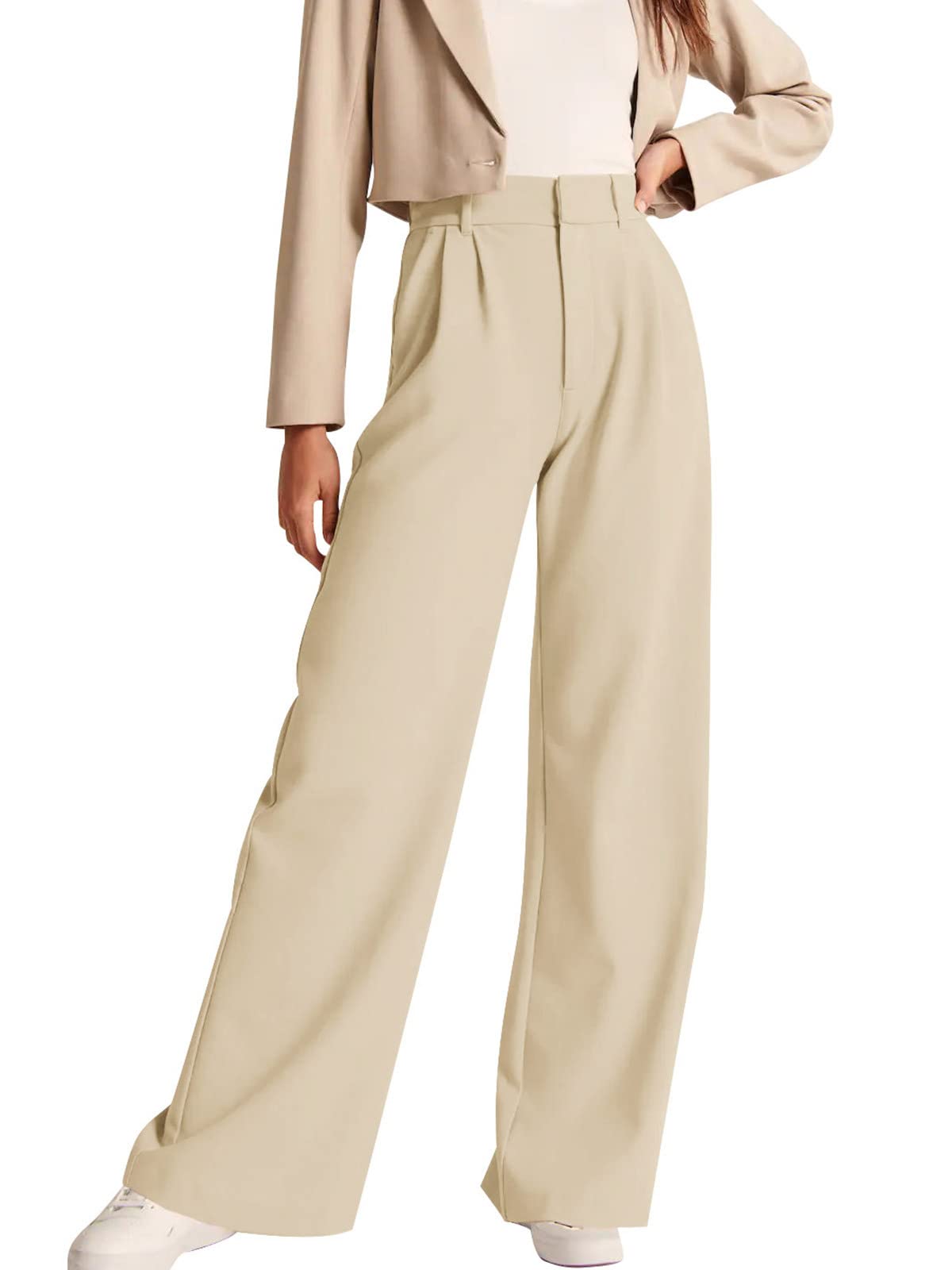 NIMIN Women Work Pants Business Casual Outfits Dress Trousers with Pockets | Wide Leg Pants, Front Pleated, Office Formal Daily Wear Slacks, Professional Interview Outfits