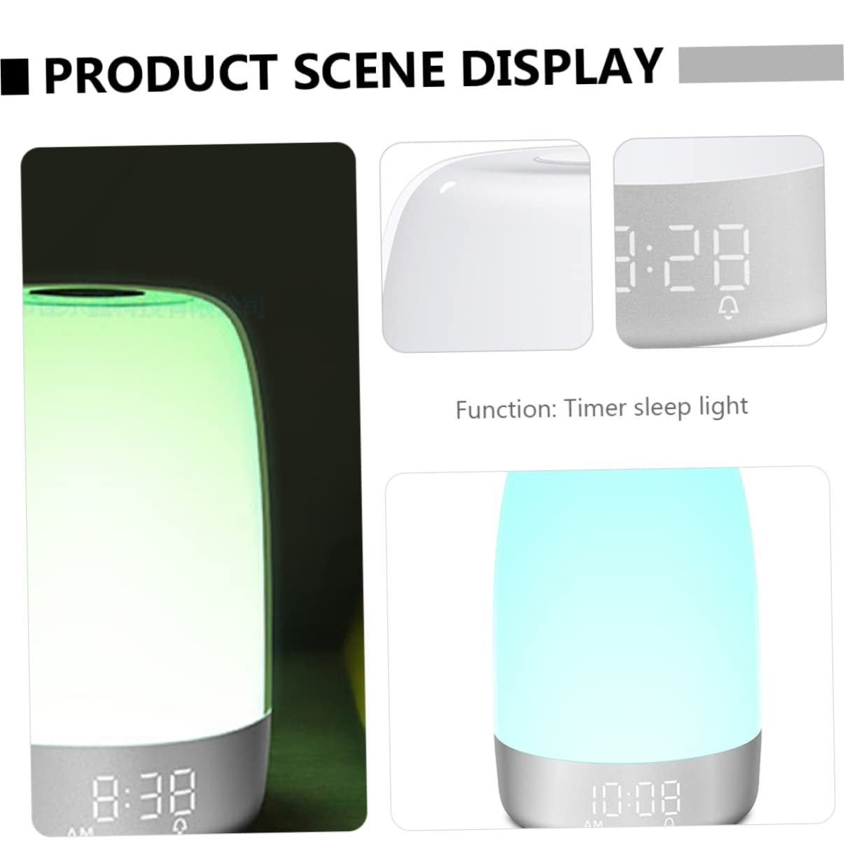 ORFOFE Veilleuse Tactile Contrôle Tactile LED Réveil et Minuterie et Intensité Réglable Lampe de Chevet Blanche en Abs Chambre