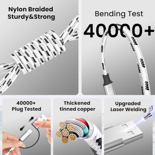 Image of Multi Charging Cable 5FT, 4 in 1 Charging Cables for Multiple Devices White