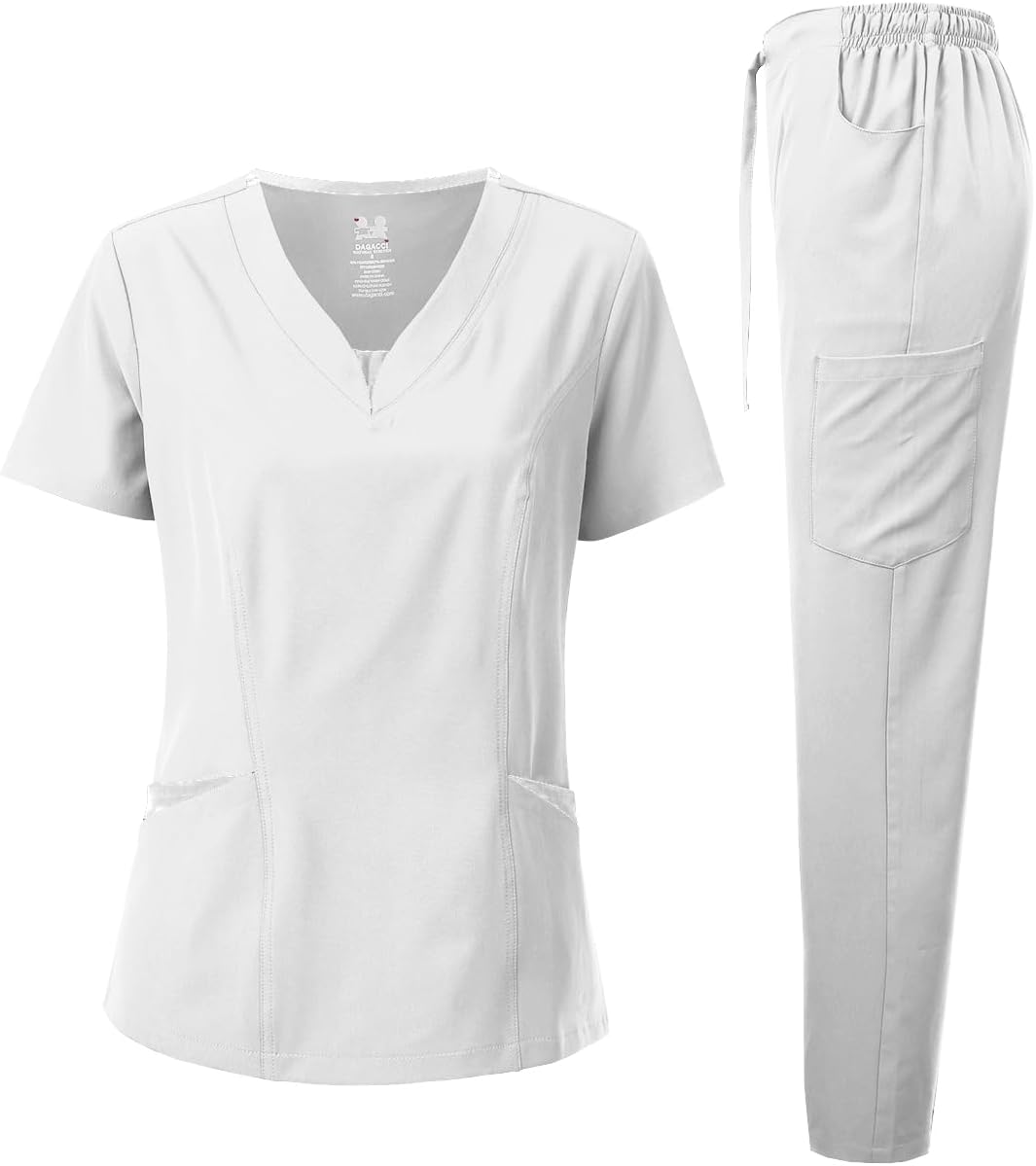 Scrubs for Women Set – 4-Way Stretch Contrast V-Neck Top and Pants Sets for Women – 9 Pockets