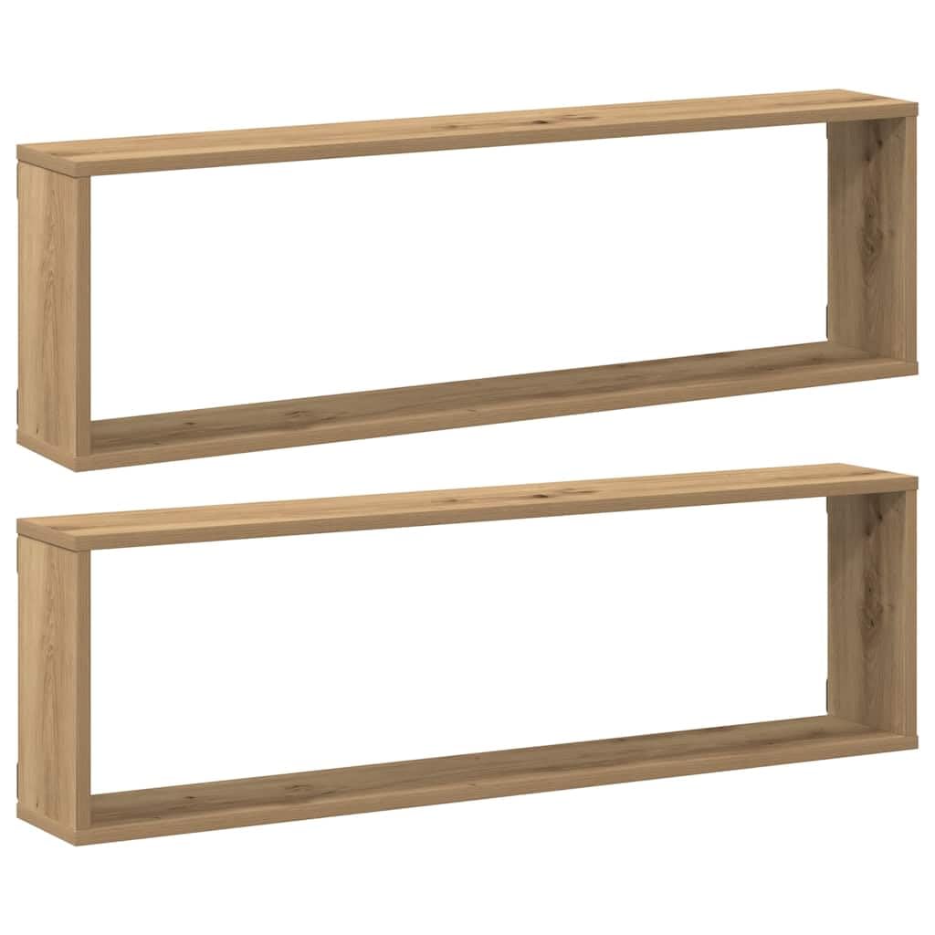 vidaXL Estantes Cubo de Pared 2 uds Madera Roble Artisan 100x15x30 cm