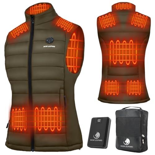 SNOW LEOPARD Women’s Heated Vest with Battery Pack Included 7.4V / 16000mAh, Lightweight Electric Vest