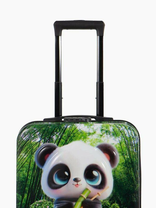 Image of Shamax Kids Luggage Hard Shell Trolley Bag with Spinner Wheels | Lightweight Suitcase for Girls Travel & School Trips Cabin Luggage, 360 Wheels & Adjustable Handle (Green) (Kid /Luggage /Panda)