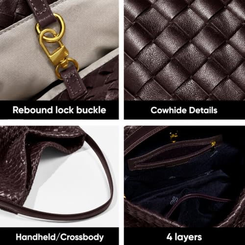 Image of Women's Braided Suede Tote Bag Stylish Suede Hobo Shoulder Bag with Woven Details for Work Travel