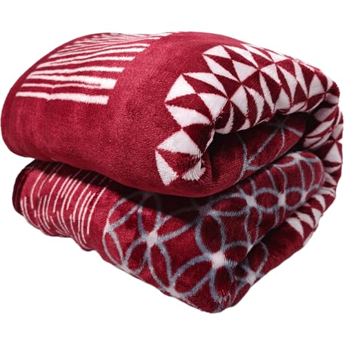 Image of Winter Premium Flannel Velvet Warm Duvet Cover Quilt Cover | Rajai Cover | Blanket Cover | Comforter Cover Single Size 60x100 inches Woollen (Red Abstract, Single Bed)