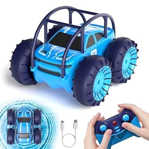 MaxTronic Coche Teledirigido de Carga Directa para Niños – Coche RC Anfibio 2.4G 360° – 15KM/H – 4WD – Coche de Acrobacias Todoterreno con LED Ajustable – Niños y Niñas de 3-12 Años