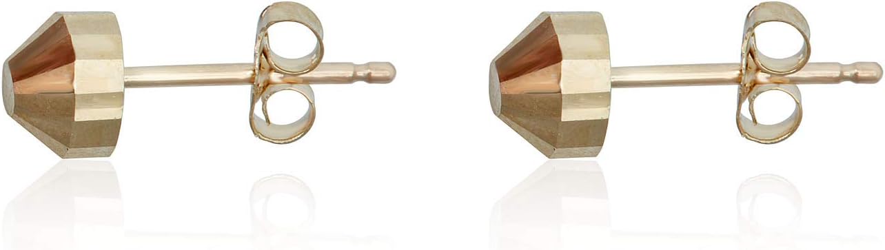 AVORA 10K Yellow Gold Spherical Round Stud Earrings