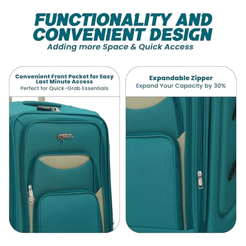 Image of AMERICAN TRAVELLER Embossed Trolley Bag | 360 Dual Disc Spinner Wheels | Cabin, Medium, Large, 18% Expandable, 360 Dual Disc Spinner Wheels, Lock & Telescopic Handle