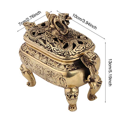Incense Burner Chinese Dragon Shape Incense Burner Antique Bronze Copper Censer Catcher With Lid For Home Office Hotel Tea Room #TOP3