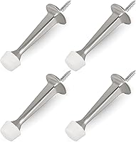 HOMOTEK 4-Pack Heavy Duty Zinc Die-Cast Door Stops with Soft Rubber Tip - Satin Nickel Wall & Door Protectors
