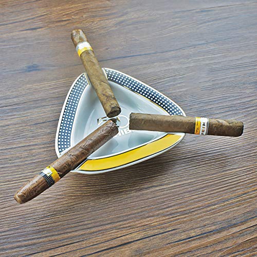 Cigar Ashtray Triangle Montecristo - Large Outdoor Cigars Ashtray for Patio/Outside/Indoor Ashtray (White)