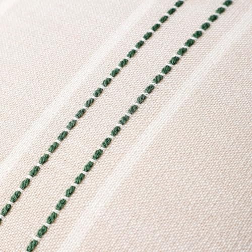 Image of Hckot Stripe Throw Pillow Covers 12x24 Lumbar Dark Green Pillow Covers | Farmhouse Decorative Pillows Textured Cushion Covers for Sofa Couch Bed Living Room Decor