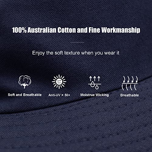 Image of Bucket Hat for Women Men, Reversible Cotton Summer Sun Beach Cap Solid Color Style