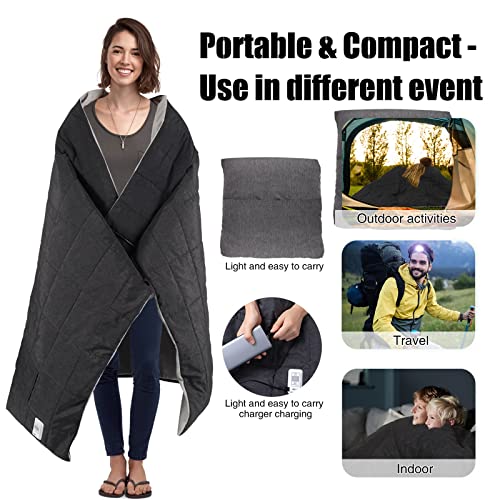 Image of USB Heated Blanket Battery Operated-Cordless Heated Blanket with 27000mAH Battery,40W High-Power,Portable Powered Blanket with 5 Heating Levels for Indoor /Outdoor