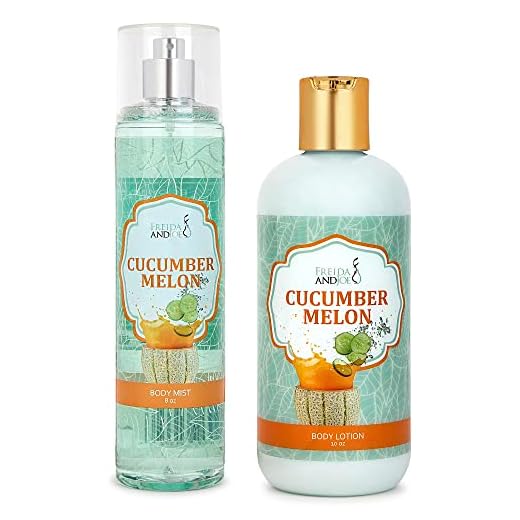 Freida and Joe Presente Para Spa Em Casa: Loção Corporal Hidratante Profundo De 10 Oz E Spray Fino 8 Oz, Conjunto Autocuidado Luxo Mulheres Meninas (Pepino Melão)