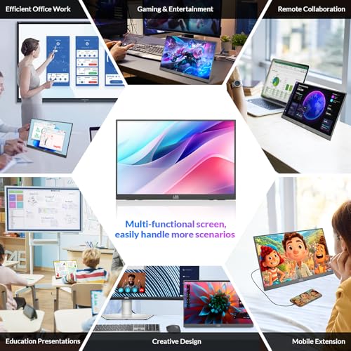 Image of Portable Monitor, 16 inch 2.5K 144Hz 100% sRGB, Ultra-Slim Lightweight External Gaming Display, HDR & FreeSync, Type-C /mini HDMI, Second Screen for Laptop MacBook PC Xbox Switch PS4 /5, VESA Mountable