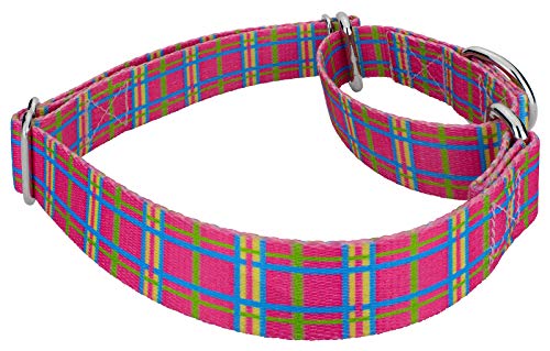 Country Brook Petz - Bubblegum Pink Plaid Martingale Dog Collar And Leash - Plaid And Argyle Collection With 9 Charming Designs (5/8 Inch, Small) #TOP5
