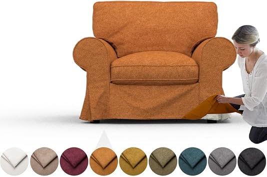 Cover for Ektorp Armchair, Replacement Slipcover, Heavy Duty 3 pcs Cover, Soft Durable Washable Fabric, Easy to Clean & Replace Crown - Amber
