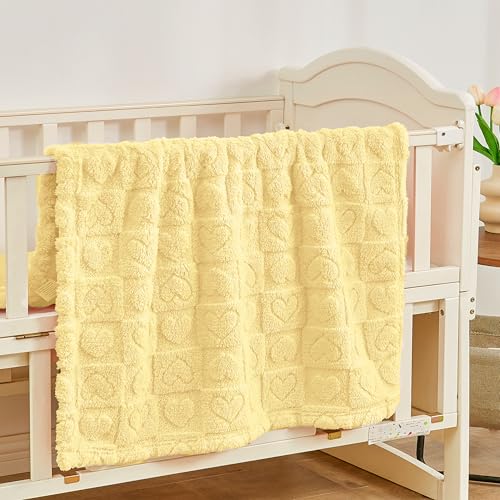 Image of Yurhap Heart Baby Blanket, Love Plush Fleece Baby Blankets for Girls Boys | Soft Sherpa Baby Girl Blanket for Infant Toddler Newborn Gift, Fluffy Baby Essentials, For Crib Stroller, 30 inchx40 inch