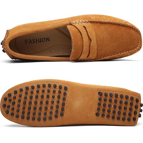 Image of PPXID Men's Dress Loafers Slip On Casual Shoes Lightweight Soft Penny Loafers Suede Driving Boat Shoes Moccasins