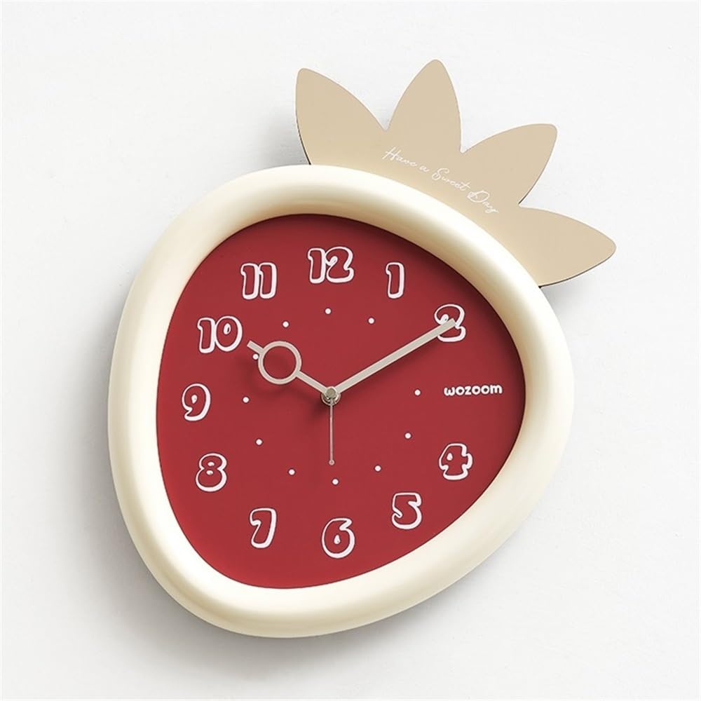 Reloj cocina Lindo reloj de pared decorativo con clavos sin rastro(Red)