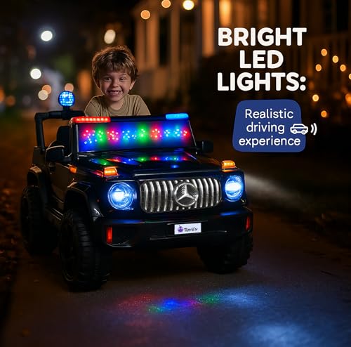 Image of Toyify 12V Electric Ride-On Jeep for Kids (Black) | Battery Operated Car with Lights, Music & Remote Control | Ride on Electric Car /Jeep for Boys & Girls Age 1-6 Years with Accelerator
