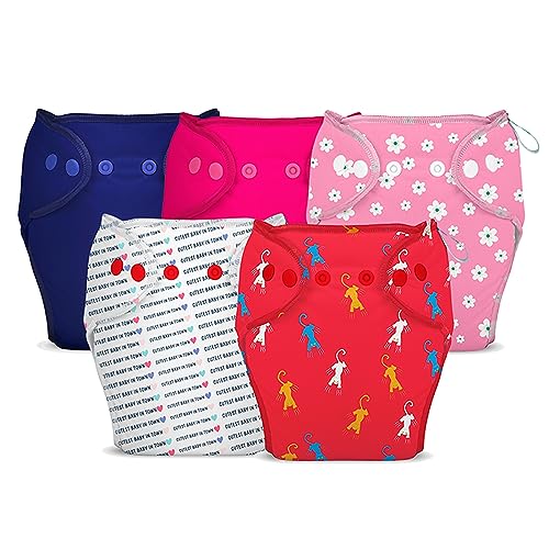 Image of Bumberry New & Improved Smart Nappy For New Born Baby (SM |4-9 months) | Holds Upto 3 Pees With Extra Absorbtion & 100% Leak Protection All in One Cloth Diaper For Just Borns - 5 Pcs - Kit 4