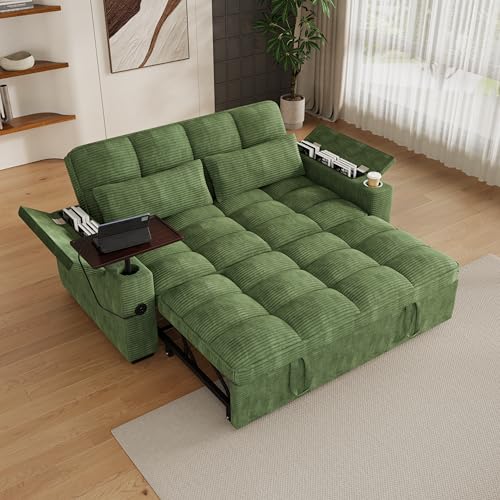 KEIKI 65" 3-in-1 Pullout Sofa Bed with Adjustable Backrest, Compact