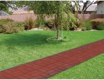EMSCO Patio PAVERS DEEP RED Brick Plastic 16"X16" Pack of 12