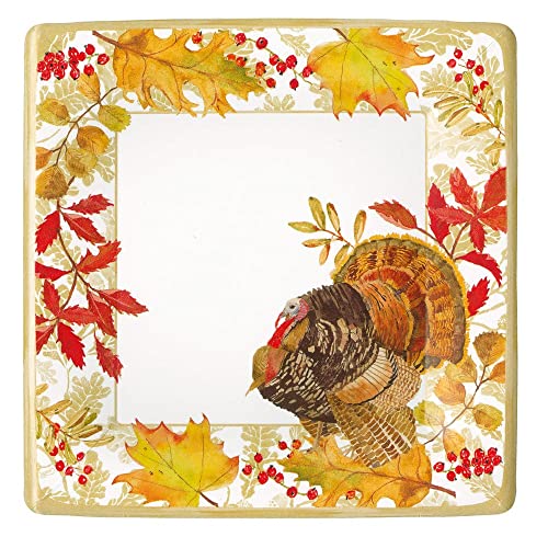 Caspari Woodland Turkey Square Paper Dinner Plates, 16 Count Caspari Woodland Turkey Square Paper Dinner Plates, 16 Count