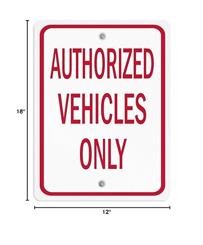 Miniatura 8 de Letrero de metal vertical de aluminio, varios tamaños, vehículos autorizados, solo estacionamiento rojo con borde resistente a la intemperie, calle