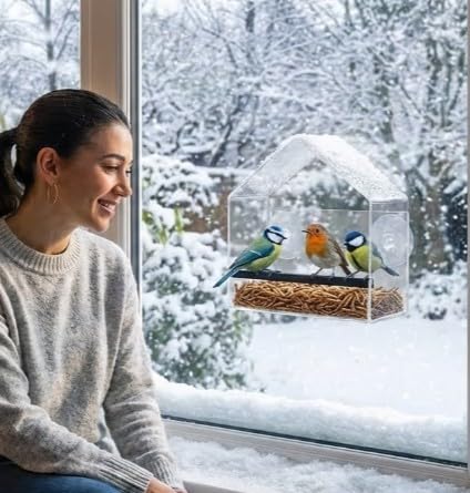 Mangeoire Pour Oiseaux Fenêtre - Distributeur Transparent Avec Ventouse Pour Mésanges Et Moineaux