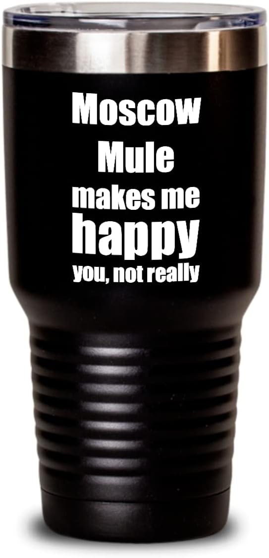 Moscow Mule Cocktail Tumbler Lover Fan Funny Gift Idea For Friend Alcohol Mixed Drink Coffee Tea Insulated Cup With Lid Black 30 Oz