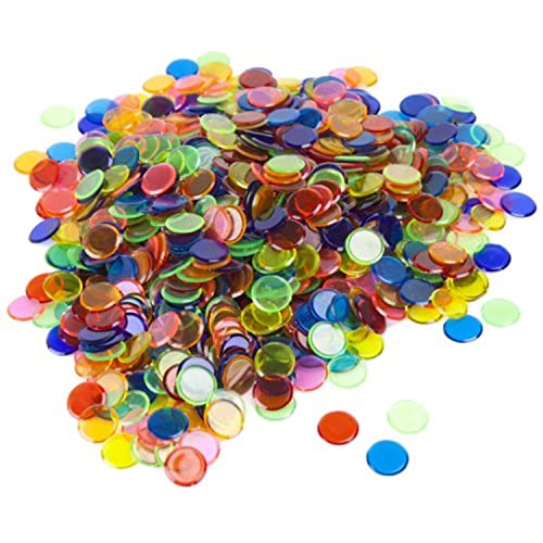 Royal Bingo Supplies 1000 Stück Bingo-Chips (gemischt) – Großpackung mit 3,6 cm durchscheinenden Markern für Bingo, Zähl- und Spielmarken, ideal für Bingo-Hallen und große Spiele