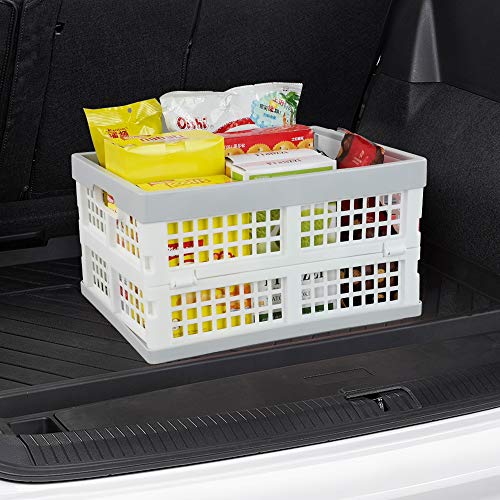 Vababa 3-Pack Plastic Stackable Collapsible Storage Crate, 15 L Stacking Folding Storage Basket #TOP4