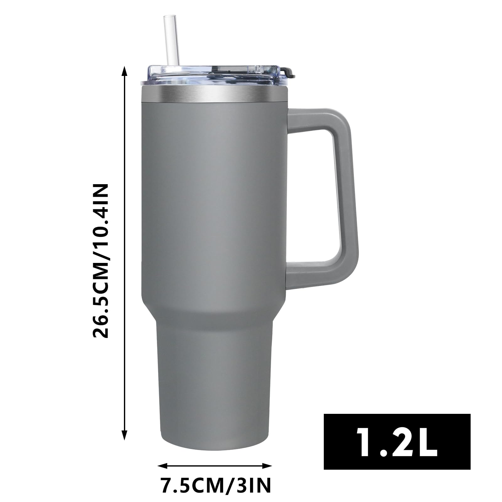 Tazza Termica Da Viaggio 1180 Ml - Acciaio Inossidabile, Doppio Isolamento, Con Cannuccia E Manico - Foto 6