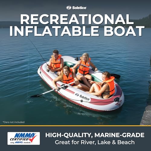 Solstice Voyager 4-Person Inflatable Fishing Boat with Dual Swivel Oar Locks and Rod -Holder, Motor Compatible 9' x 5' - Image 2