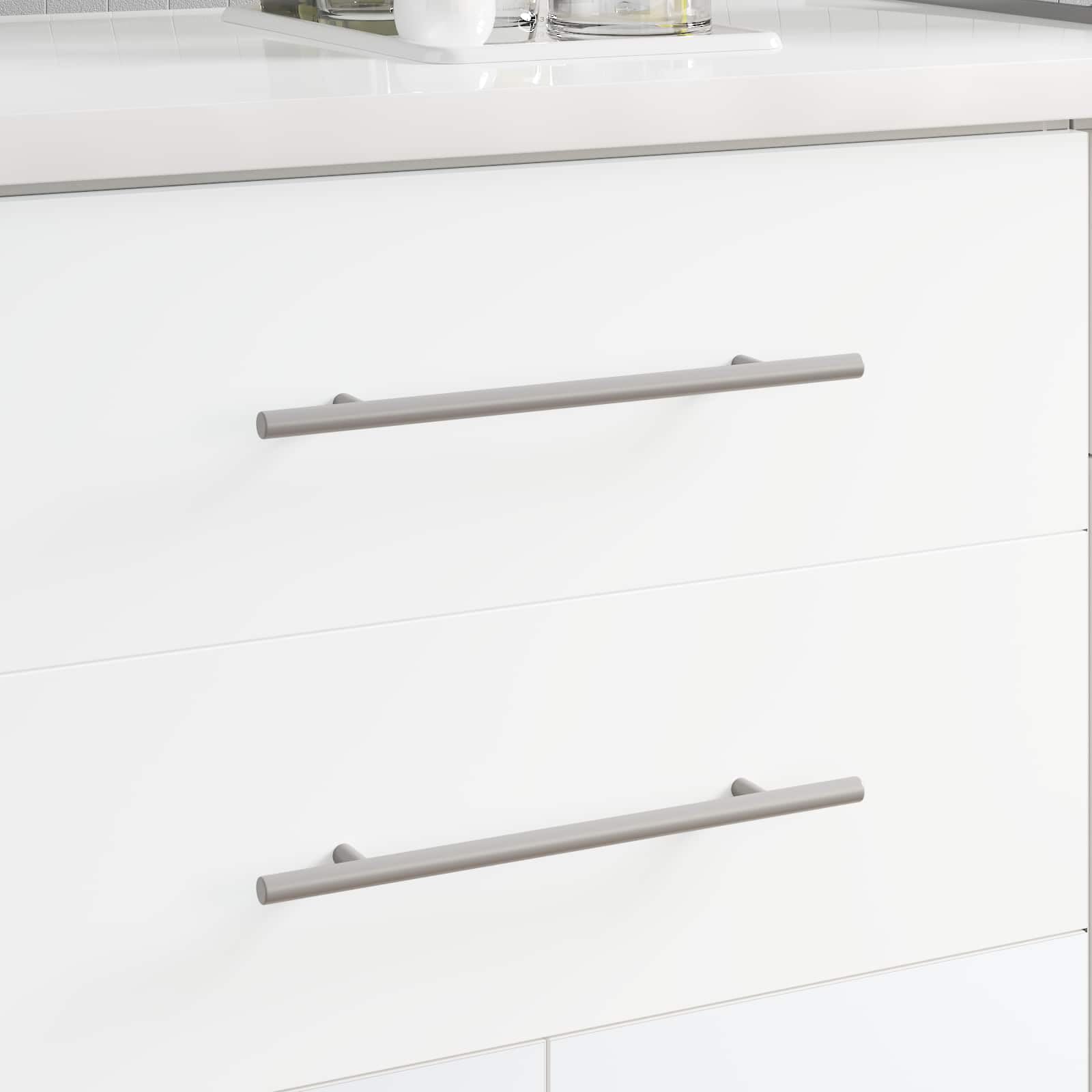 Lot de 12 poignées d'armoire en acier inoxydable - 300 mm - Argenté - Robuste et résistante à la corrosion - Pour cuisine, salle de bain, tiroir, poignée de porte ergonomique et moderne